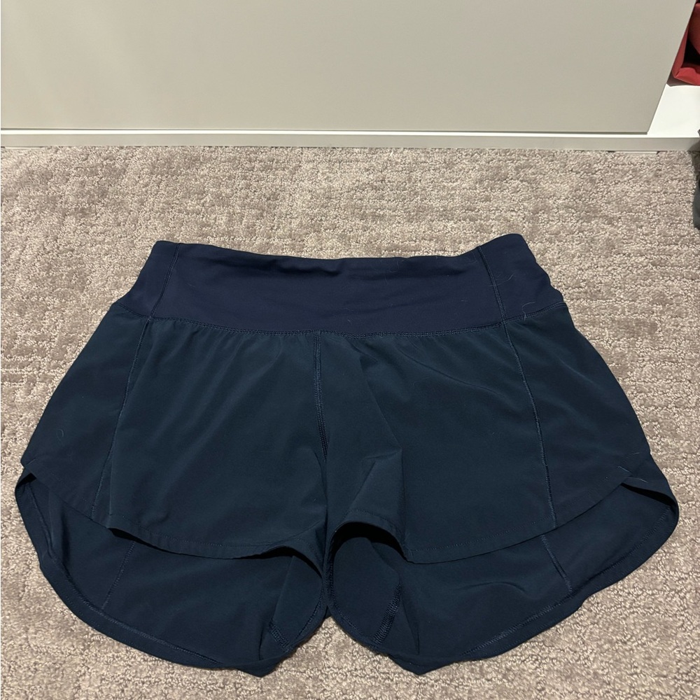 Lululemon speed run high rise navy running shorts